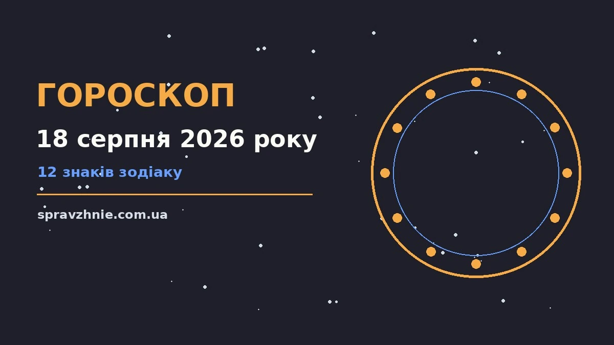 Сторінка гороскопу на 18 серпня 2026 року з символами знаків зодіаку