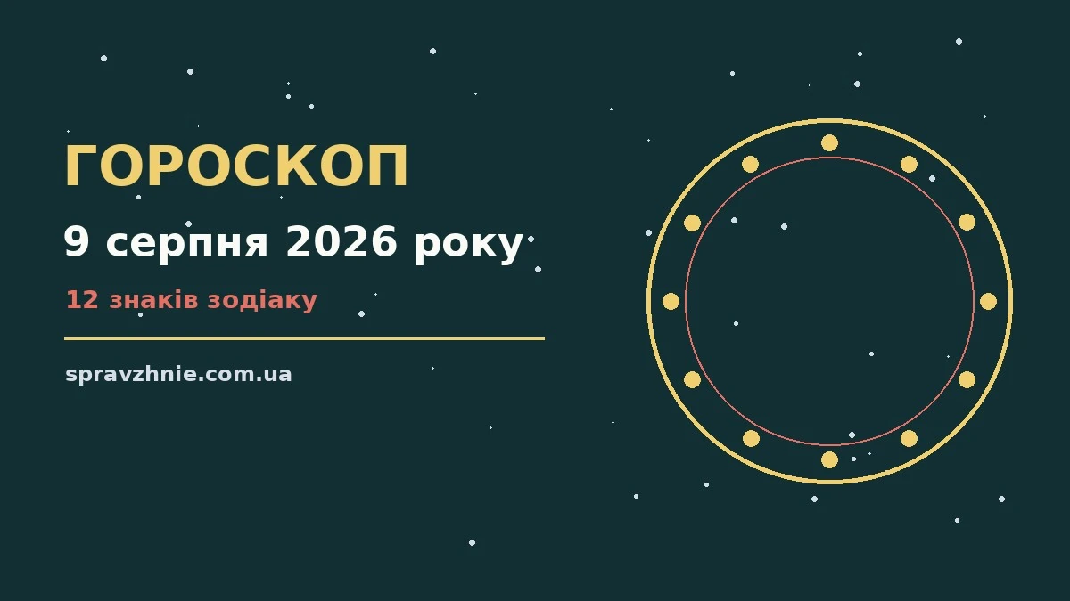 Гороскоп на 9 серпня 2026 року: символічне зображення знаків Зодіаку на тлі ранкового неба