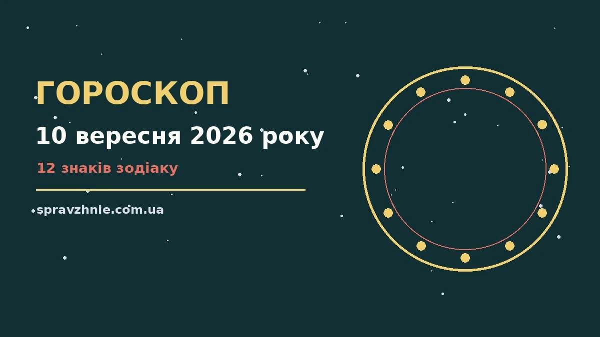 Щоденний гороскоп на 10 вересня 2026 року за знаками зодіаку